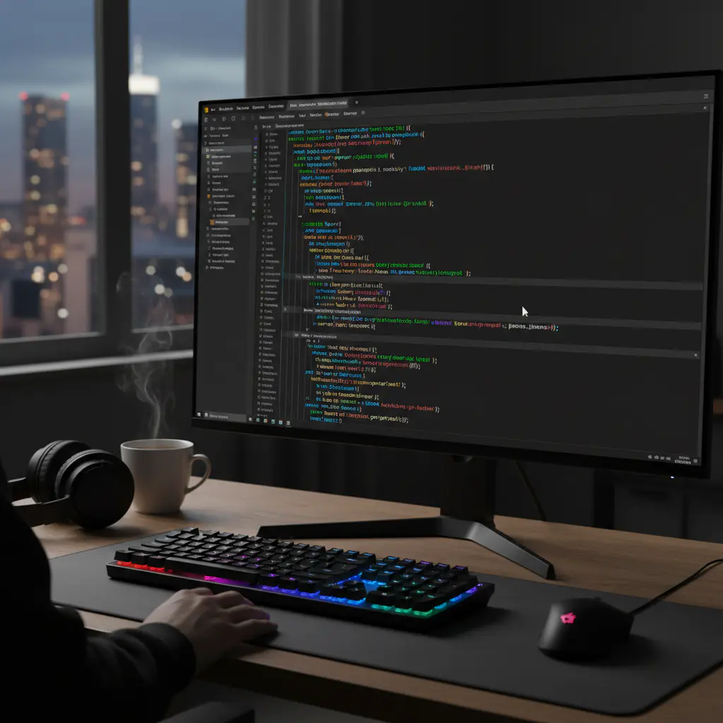 Code editor interface highlighting specialized syntax typing